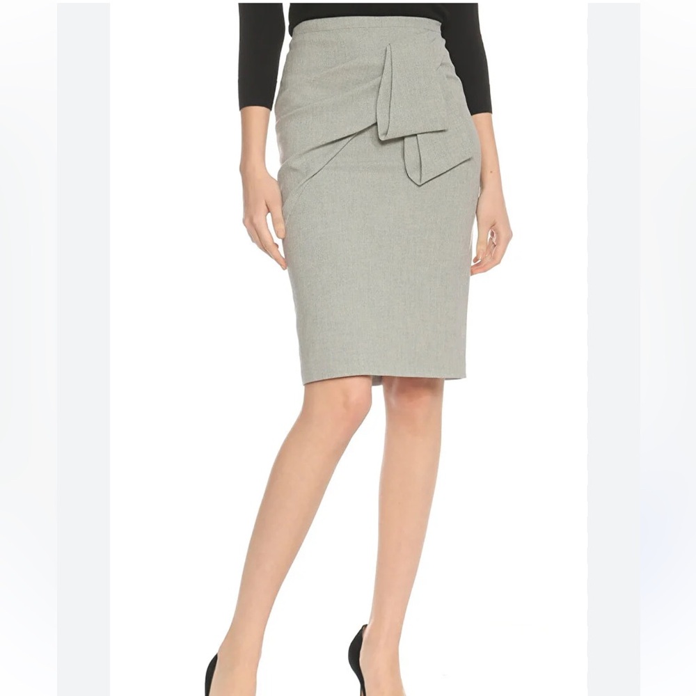 LIKE NEW Karen Millen Grey Pencil Skirt with Draped Front Detail US Size 4